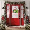 Christmas Joy Wooden Door Sign Decorations Wood Joy Xmas Wreath Hanging for Home Front Door Holidays Christmas Party