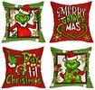 Christmas Decorative Throw Pillow Cover 18 x 18 Set of 4 Xmas Hat Winter Holiday Porch Patio Pillowcase Cushion Case Home Decor