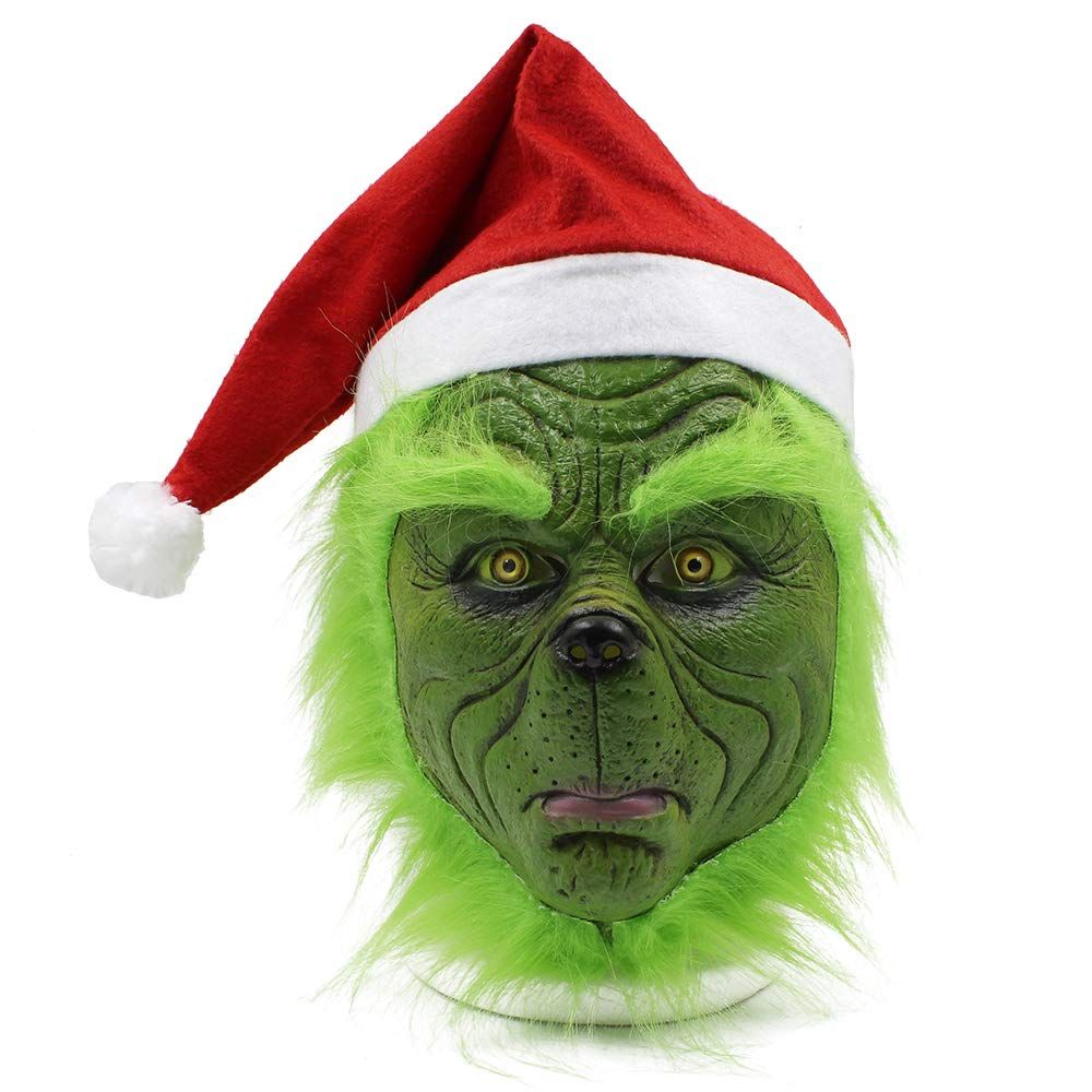 Grinch Cosplay Mask Christmas Halloween Costume Props green Costume Accessories