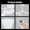Ceiling Overhead Fan with Light Remote Control Cooling Electric Air Ventilation Quiet Modern Indoor LED White 5 Speed 4 Plywood Blades Timer 132cm
