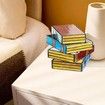 Stained Glass Stacked Books Lamp Reading Nook Lighting Vintage Table Lamp for Bedroom