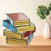 Stained Glass Stacked Books Lamp Reading Nook Lighting Vintage Table Lamp for Bedroom