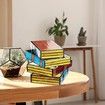 Stained Glass Stacked Books Lamp Reading Nook Lighting Vintage Table Lamp for Bedroom