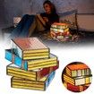 Stained Glass Stacked Books Lamp Reading Nook Lighting Vintage Table Lamp for Bedroom
