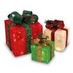 Set of 3 Lighted Gift Boxes Christmas Decorations 60 LED Red Green and Blue Stripe Pre-lit Present Boxes, Christmas Home Gift Box Decorations