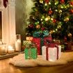 Set of 3 Lighted Gift Boxes Christmas Decorations 60 LED Red Green and Blue Stripe Pre-lit Present Boxes, Christmas Home Gift Box Decorations