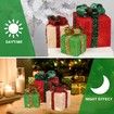 Set of 3 Lighted Gift Boxes Christmas Decorations 60 LED Red Green and Blue Stripe Pre-lit Present Boxes, Christmas Home Gift Box Decorations