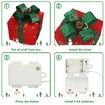 Set of 3 Lighted Gift Boxes Christmas Decorations 60 LED Red Green and Blue Stripe Pre-lit Present Boxes, Christmas Home Gift Box Decorations