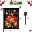Solar Power Lighted Christmas Merry Christmas Lighted Garden Flag - 12x18 Inch Double Sided | LED Solar Flag, Christmas Outdoor Decorations 45x30cm