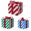 Set of 3 Lighted Gift PVC Boxes Christmas Decorations 60 LED Red Green and Blue Stripe Pre-lit Present Boxes Christmas Home Gift Box Decorations