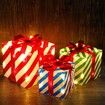 Set of 3 Lighted Gift PVC Boxes Christmas Decorations 60 LED Red Green and Blue Stripe Pre-lit Present Boxes Christmas Home Gift Box Decorations