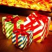 Set of 3 Lighted Gift PVC Boxes Christmas Decorations 60 LED Red Green and Blue Stripe Pre-lit Present Boxes Christmas Home Gift Box Decorations
