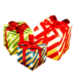 Set of 3 Lighted Gift PVC Boxes Christmas Decorations 60 LED Red Green and Blue Stripe Pre-lit Present Boxes Christmas Home Gift Box Decorations