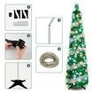 Christmas Tree 1.5m 50 Colour Lights Artificial Pop Up Collapsible Tinsel Home Party Indoor Outdoor Festive Decoration Green Silver