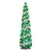 Christmas Tree 1.5m 50 Colour Lights Artificial Pop Up Collapsible Tinsel Home Party Indoor Outdoor Festive Decoration Green Silver
