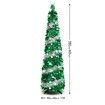 Christmas Tree 1.5m 50 Colour Lights Artificial Pop Up Collapsible Tinsel Home Party Indoor Outdoor Festive Decoration Green Silver