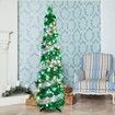 Christmas Tree 1.5m 50 Colour Lights Artificial Pop Up Collapsible Tinsel Home Party Indoor Outdoor Festive Decoration Green Silver