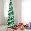 Christmas Tree 1.5m 50 Colour Lights Artificial Pop Up Collapsible Tinsel Home Party Indoor Outdoor Festive Decoration Green Silver