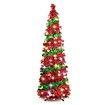 1.5m Christmas Tree with 50 Color Lights Artificial Pop Up Collapsible Tinsel Christmas Tree Christmas Home Party Indoor Outdoor (Red/Green)