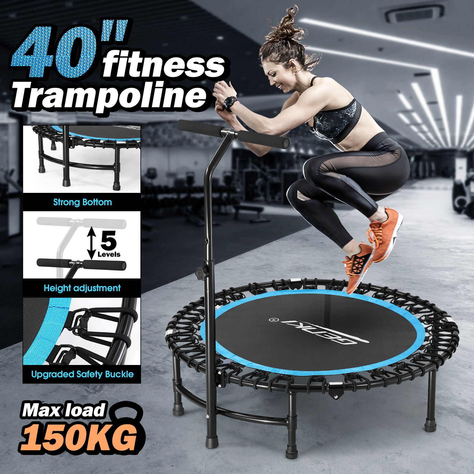 Genki Trampoline Bounce Rebounder Jumping Rebounding Home Fitness Gym