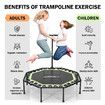 Genki Trampoline Bounce Rebounder Jumping Rebounding Bungee Gym Equipment Home Fitness Exercise Round Indoor Outdoor Workout Adjustable Handlebar 51 Inch