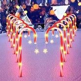8 Pack Christmas Decorations Outside Set of 46CM Solar Candy Cane Christmas Decorations Outdoor Yard  Lights