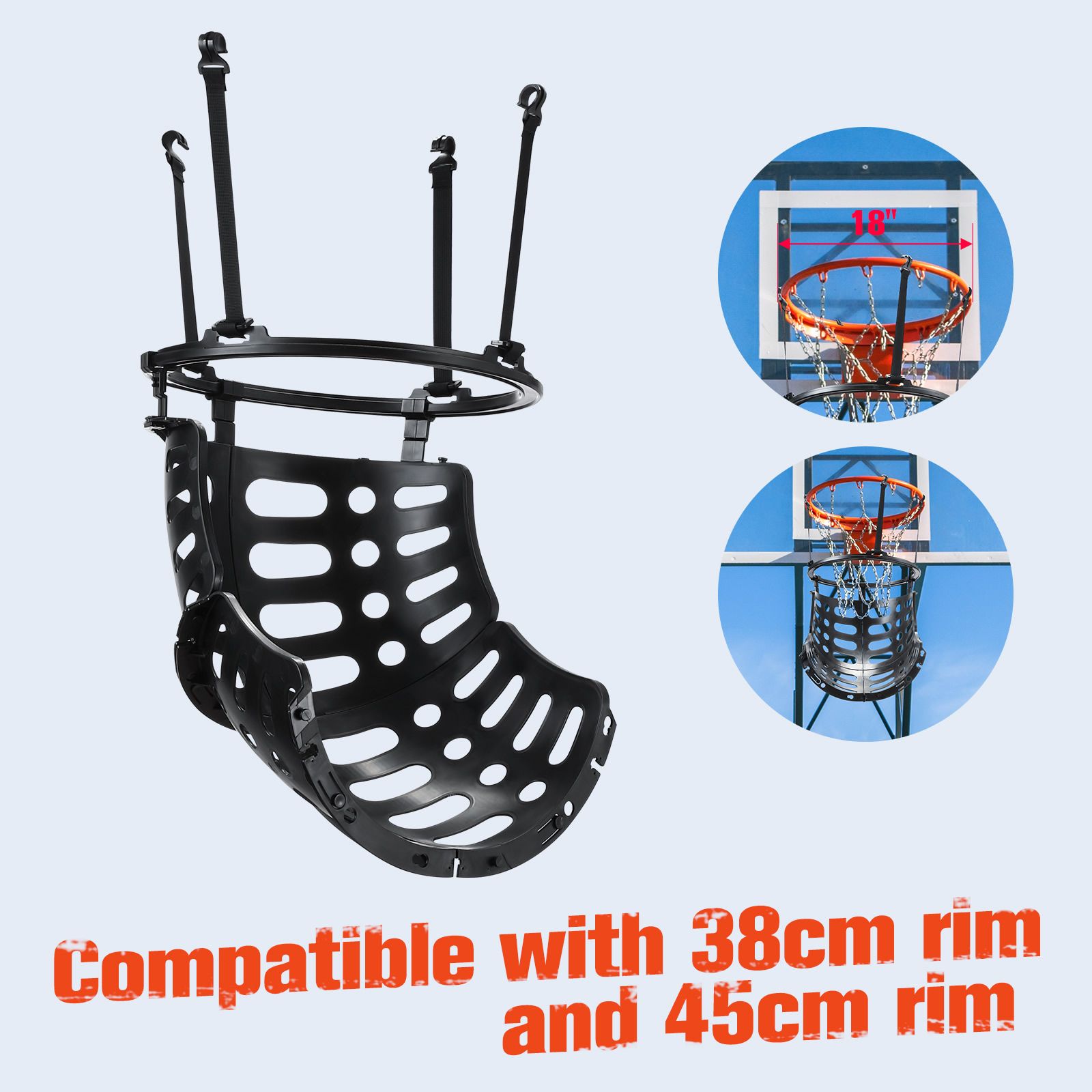 Basketball Ring Hoop Ball Returner Rebounder Return System Attachment