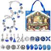 Christmas Jewelry Advent Calender Countdown Calendar DIY Jewelry Kit for Women Girls, Include 22 Charm Beads, 2 Bracelets Chains (Blue)