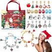 Christmas Jewelry Advent Calender Countdown Calendar DIY Jewelry Kit for Women Girls, Include 22 Charm Beads, 2 Bracelets Chains (Red)