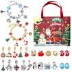 Christmas Jewelry Advent Calender Countdown Calendar DIY Jewelry Kit for Women Girls, Include 22 Charm Beads, 2 Bracelets Chains (Red)