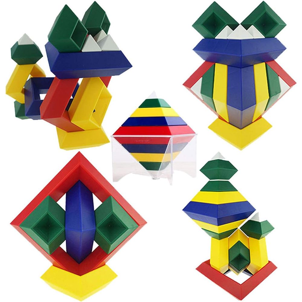 Stacking Pyramid Building Toys 3D Puzzles Brain Teaser for Kids Adults Creative Preschool Learning Activities Construction Toys (60 PCS)