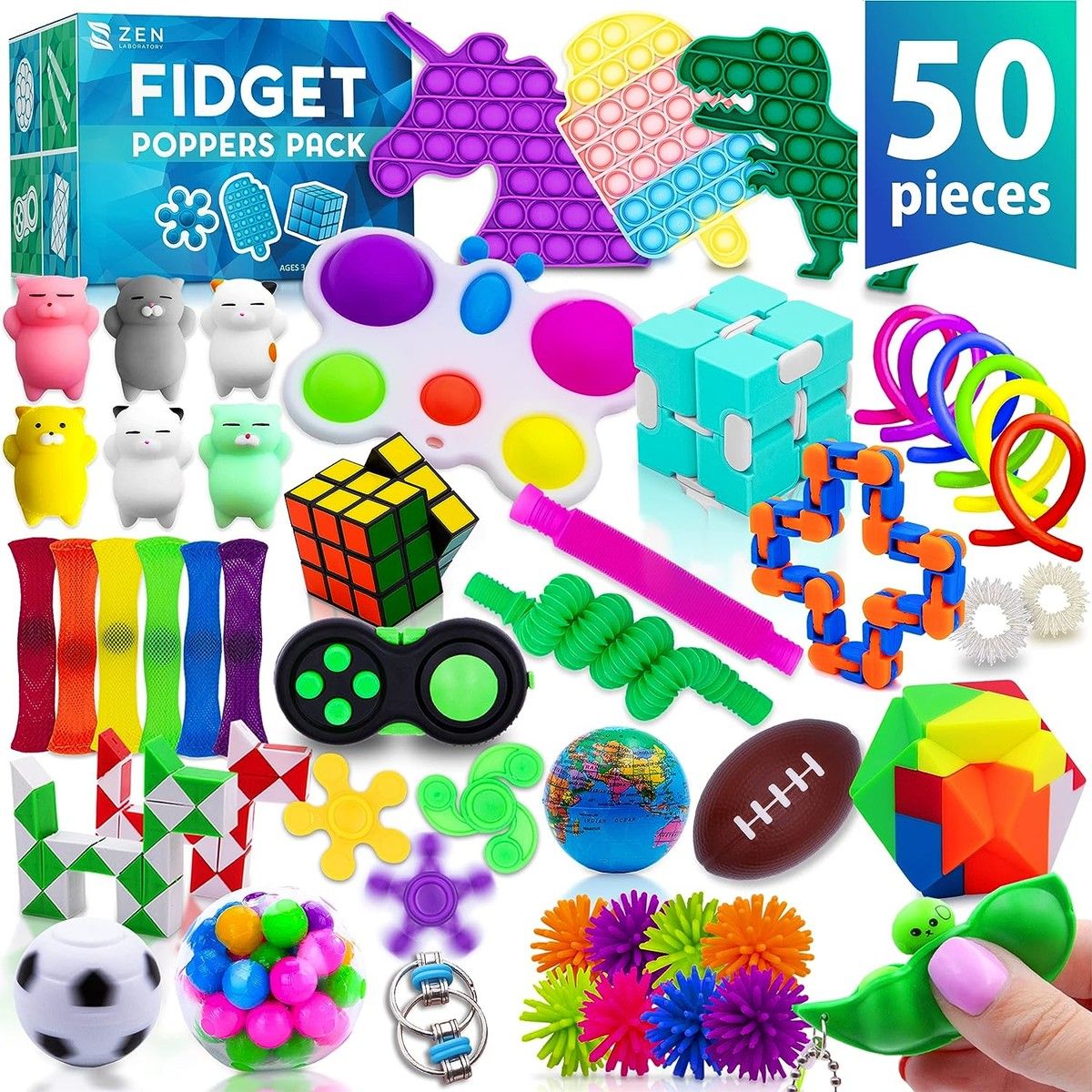 50 Pcs Fidget Pack, Party Favors Gifts for Kids, Adults and Autistics, Stress Relief Autism Sensory Toy