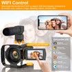 5K WiFi RC Night Vision Vlogging Camera with 16X Digital Zoom Microphone Handheld Stabilizer Lens Hood and 2 Batteries