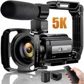 5K WiFi RC Night Vision Vlogging Camera with 16X Digital Zoom Microphone Handheld Stabilizer Lens Hood and 2 Batteries