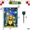 Solar Lighted Christmas Garden Flag 12x18 Inch Double Sided,  Christmas Gnome Flag, Christmas Outdoor Decorations Yard Christmas Flag