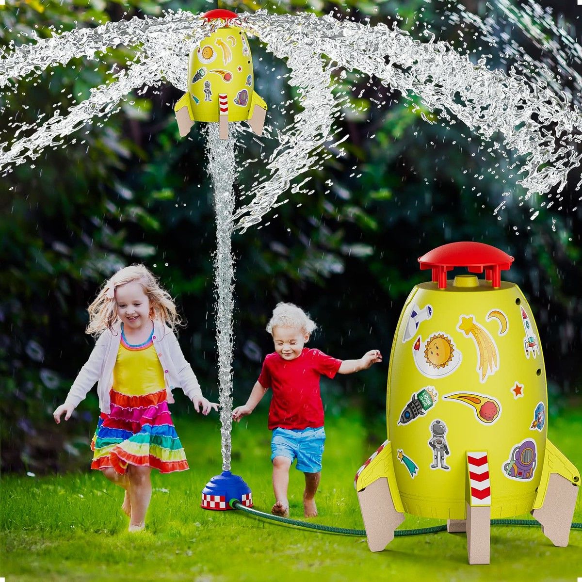 Sprinkler Rocket Water Toys for Kids Launcher, Attaches to Garden Hose Splashing Fun Holiday & Birthday Gift