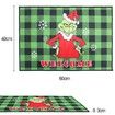 Christmas Doormat Grinch Christmas Doormat Plaid Doormat Anti-Slip Washable Winter Doormat(Green)