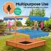 Kids Sandpit Box Canopy Outdoor Toys Sand Pit Children Play Station Wooden Set Ground Cover Beach Shade Seat Board Backyard Center 118cm Kidbot