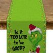 Merry Grinchmas Table Runner Buffalo Plaid Christmas Decoration for Dining Table or Fireplace Mantle