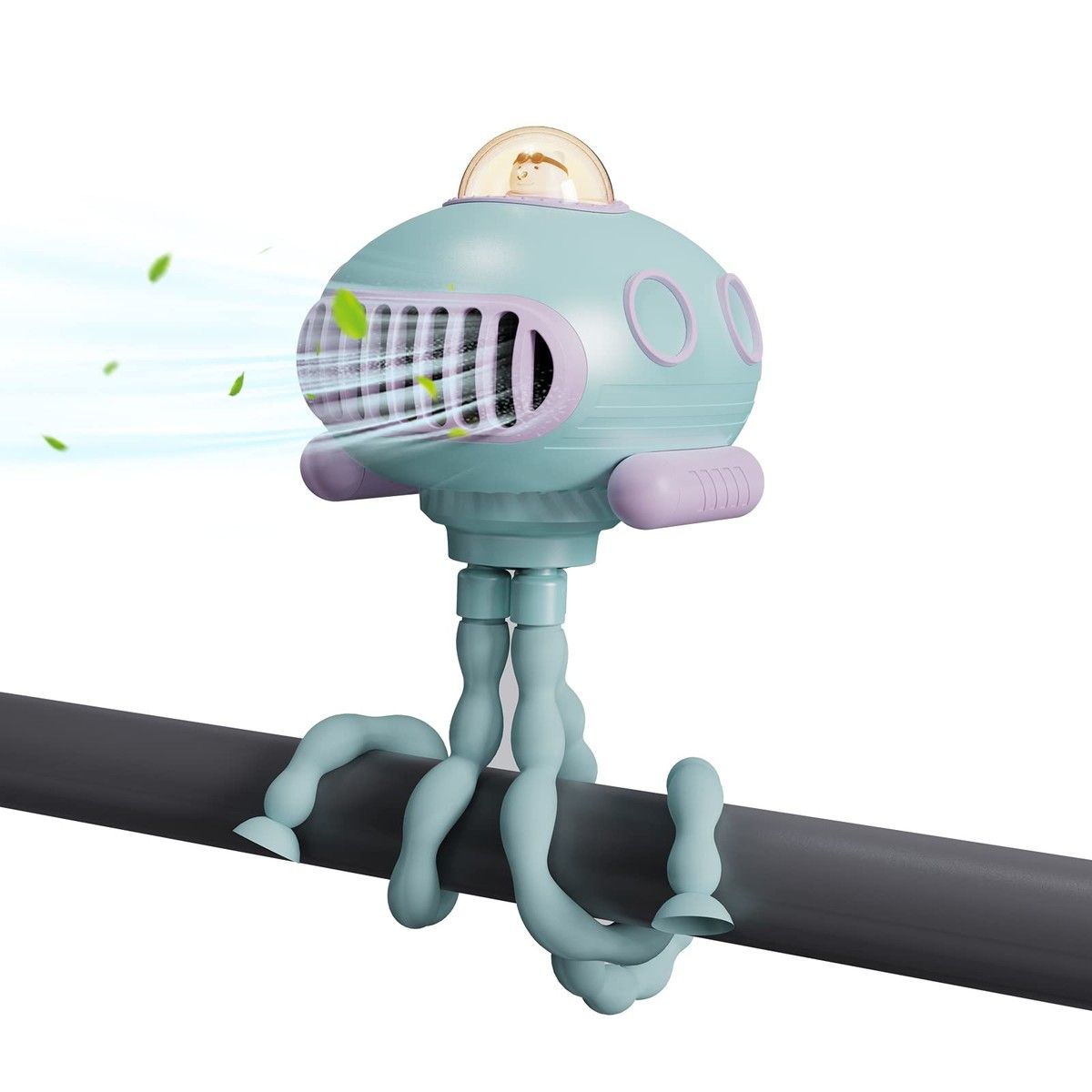 Stroller Cooling Fan for Baby with 3 Speeds Night Light Ssongs Rechargeable Rotatable Handheld Personal Fan for Car Seat Crib Bike (Blue)