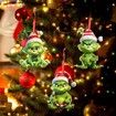 Grinch Acrylic Hanging Ornaments 10PCS Cute Green Christmas Tree Decorations