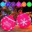 2x 60cm PVC Christmas Lighted Decorated Ball Giant Inflatable Christmas Ball Large Xmas Blow Ball Decorations for Outside Holiday Yard Lawn Porch Decor