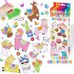DIY Sparkle Gem Children's Kids 6 Stickers Cartoon Diamond Painting,Fun Arts and Crafts Kits Magical Cute Art 19x19cm Alpaca