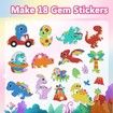 DIY Sparkle Gem Children's Kids 6 Stickers Cartoon Diamond Painting,Fun Arts and Crafts Kits Magical Cute Art 19x19cm Dino