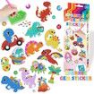 DIY Sparkle Gem Children's Kids 6 Stickers Cartoon Diamond Painting,Fun Arts and Crafts Kits Magical Cute Art 19x19cm Dino