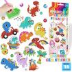 DIY Sparkle Gem Children's Kids 6 Stickers Cartoon Diamond Painting,Fun Arts and Crafts Kits Magical Cute Art 19x19cm Dino