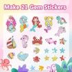 DIY Sparkle Gem Children's Kids 6 Stickers Cartoon Diamond Painting,Fun Arts and Crafts Kits Magical Cute Art 19x19cm Mermaid