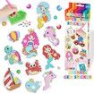 DIY Sparkle Gem Children's Kids 6 Stickers Cartoon Diamond Painting,Fun Arts and Crafts Kits Magical Cute Art 19x19cm Mermaid