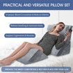 4 Pcs Bed Wedge Pillow Set Neck Back Head Leg Support Velvet Fabric Adjustable Triangular Cushion Memory Foam