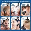 9D Electric Head Shaver,6-in-1 Head Shaver,Waterproof Wet/Dry Grooming Kit Electric Shaver,Cordless Rechargeable Bald Head Razor